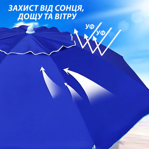 Торговый зонт 3 м с клапаном, 16 спиц, пляжный садовый однотонный зонт (синий) Зеленый - фото 5