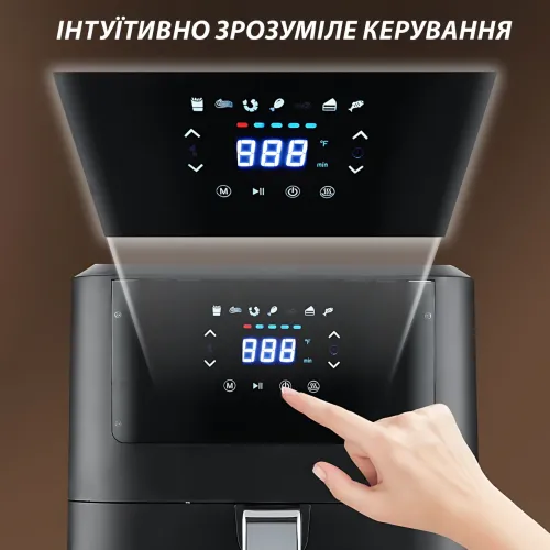 Електричний аерогриль Air Fryer Crownberg CB 5543 з решіткою, 8 програм, 1500 Вт, чаша 4 л - фото 5