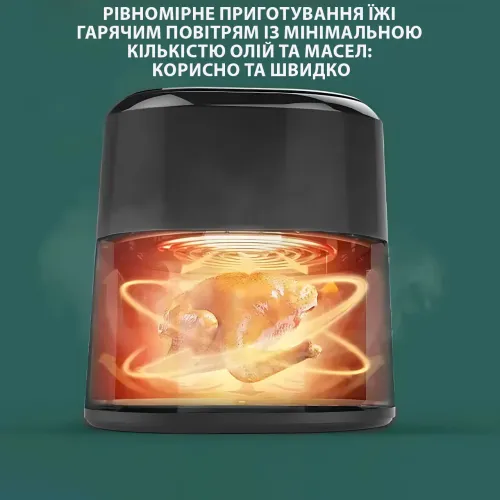 Аерогриль настільний Crownberg CB-5545 з 8 програмами, об'єм 4 л, захист від перегрівання, оглядове вікно, чорний - фото 5