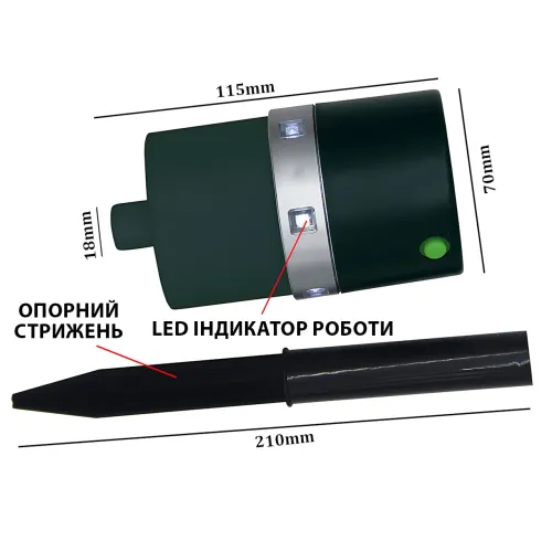 Ультразвуковий відлякувач Solar Pest Repeller ZF 858 захист від тварин, сонячна зарядка, датчик руху - фото 8