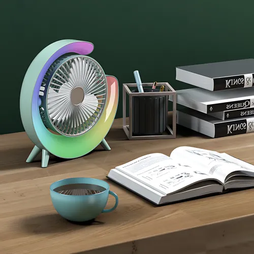 Настольный аккумуляторный вентилятор с RGB-подсветкой, 180° поворот, 3 скорости, USB зарядка, 235 х 235 мм - фото 8