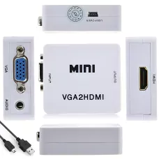 Конвертер VGA to HDMI з аудіо, кабель-адаптер для перетворення VGA на HD (720P/1080i/1080P)