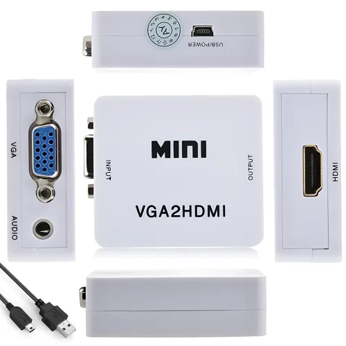 Конвертер VGA to HDMI с аудио, кабель-адаптер для преобразования VGA в HD (720P/1080i/1080P)