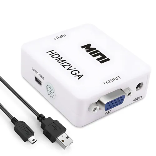 Конвертер HDMI to VGA з аудіо 3.5 мм, 1080P, живлення від HDMI
