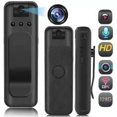 WI-Fi HD Body Camera с ночным видением и записью 1080P, перезаряжаемая, с магнитом и зажимом для одежды