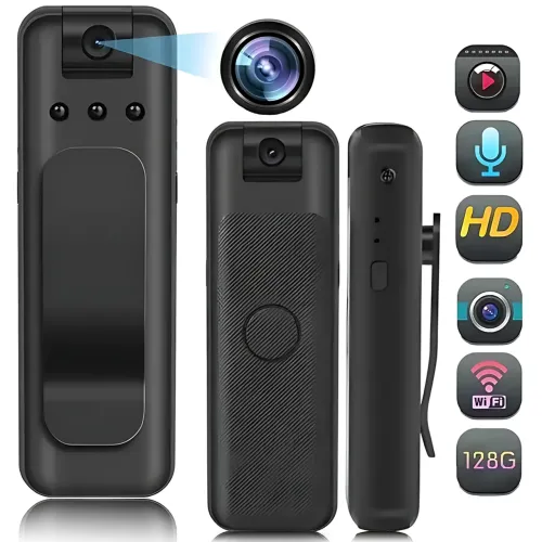 WI-Fi HD Body Camera с ночным видением и записью 1080P, перезаряжаемая, с магнитом и зажимом для одежды