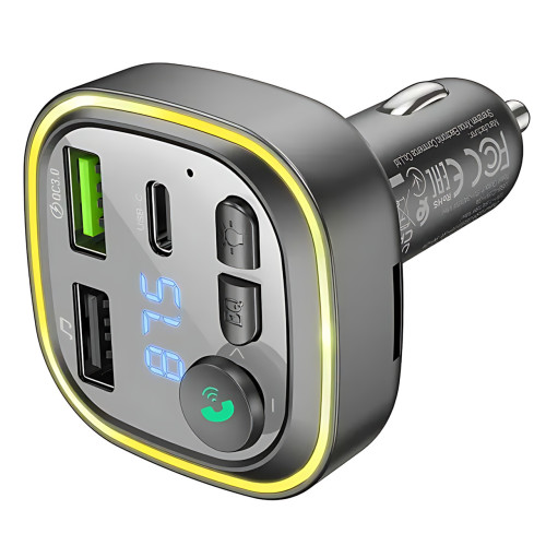 Автомобильный FM-трансмиттер Borofone BC48 Broad – Bluetooth 5.0, QC3.0, 2xUSB, Type-C 18W, TF-карта - фото 5