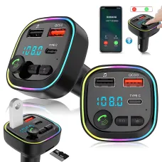 Автомобільний FM-трансмітер Borofone BC48 Broad — Bluetooth 5.0, QC3.0, 2xUSB, Type-C 18W, TF-карта