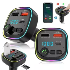 Автомобільний FM-трансмітер Borofone BC48 Broad — Bluetooth 5.0, QC3.0, 2xUSB, Type-C 18W, TF-карта