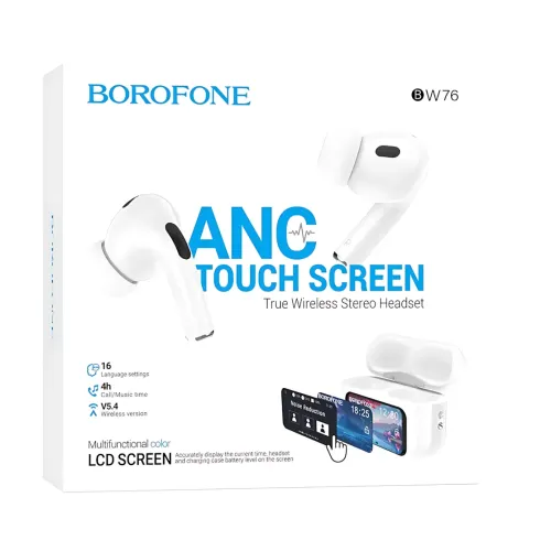 Бездротові навушники Borofone BW76 Brocade — Bluetooth 5.4, сенсорний екран, ANC, TWS, мікрофон, 4 год роботи - фото 10