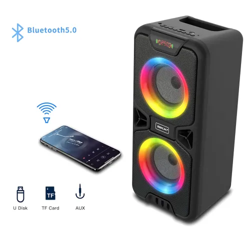 Портативна Bluetooth-колонка BKK B86 — 20 Вт, LED-підсвітка, FM-радіо, USB, TF, AUX, MIC, акумулятор 3000 мА - фото 7