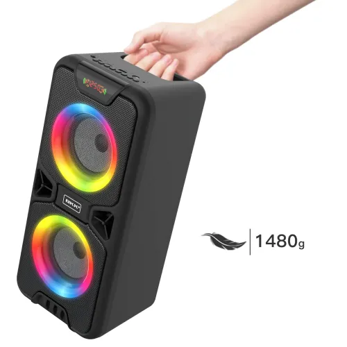 Портативна Bluetooth-колонка BKK B86 — 20 Вт, LED-підсвітка, FM-радіо, USB, TF, AUX, MIC, акумулятор 3000 мА - фото 9