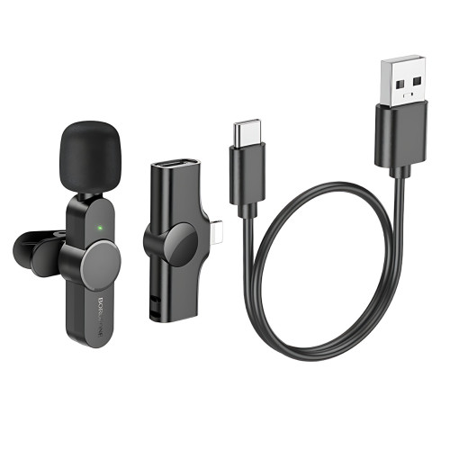 Беспроводной петличный микрофон Borofone IP BFK12 Trophy Lavalier, 2.4 ГГц, Lightning, 70 мАч - фото 5