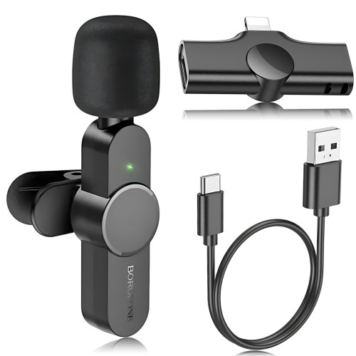 Беспроводной петличный микрофон Borofone IP BFK12 Trophy Lavalier, 2.4 ГГц, Lightning, 70 мАч - фото 7