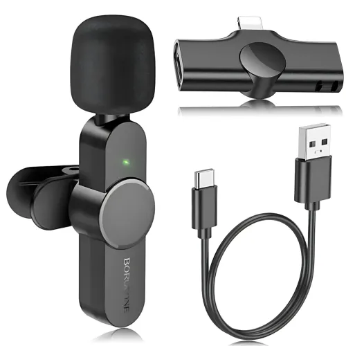 Бездротовий петельний мікрофон Borofone IP BFK12 Trophy Lavalier, 2.4 ГГц, Lightning, 70 мА·год