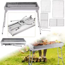 Складаний гриль мангал BBQ GP-4272 з неіржавкої сталі на 10 шампурів, 73 х 34 х 69 см