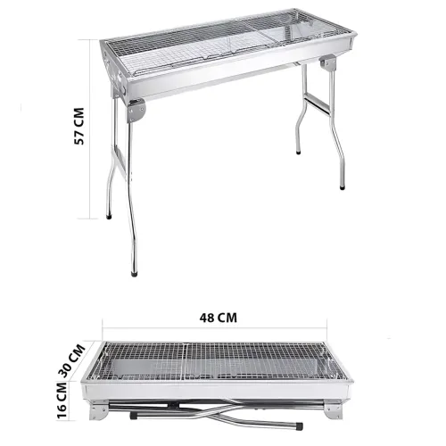 Складаний гриль мангал BBQ GP-4273, неіржавка сталь, 48 х 30 х 57 см, на 6 шампурів, решітка 48 х 30 см - фото 9