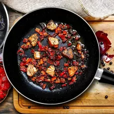 Сковорода Higher Kitchen KH-320, 24 см, антипригарне мармурове покриття, soft-touch ручка, для всіх плит