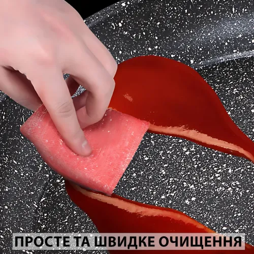 Сковорода Higher Kitchen KH-320, 24 см, антипригарне мармурове покриття, soft-touch ручка, для всіх плит 28 - фото 6