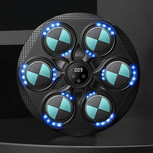 Боксерський тренажер LY-737 з музикою, RGB-підсвіткою і рукавичками, настінний, 41.5×41.5 см - фото 2