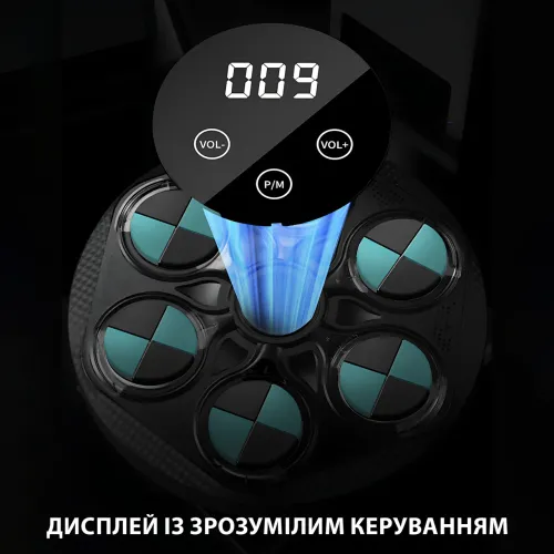 Боксерський тренажер LY-737 з музикою, RGB-підсвіткою і рукавичками, настінний, 41.5×41.5 см - фото 3