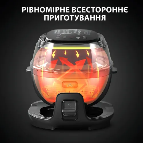 Smart-аерогриль Zepline ZP-140, аерофритюр 10 л, 4000 Вт, 18 програм, сенсорне керування, чорний Сірий - фото 4