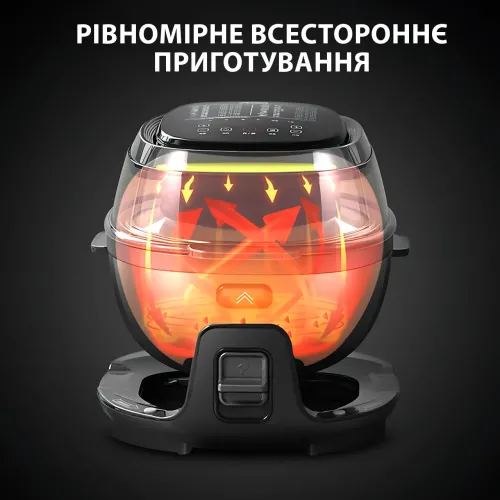 Smart-аерогриль Zepline ZP-140, аерофритюр 10 л, 4000 Вт, 18 програм, сенсорне керування, чорний Сірий - фото 4