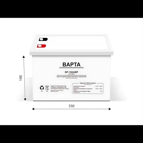 Гелевый аккумулятор BAPTA BP-100AMP 12В 100Ач – 22,5 кг, M8, 1800 циклов - фото 9