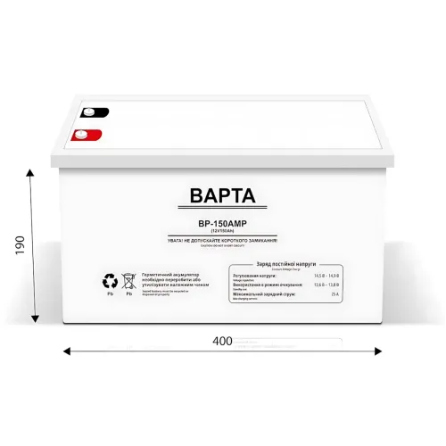 Гелевий акумулятор BAPTA BP-150AMP 12 В 150 А·год — 32,5 кг, 25 А, герметичний, глибокий розряд - фото 9
