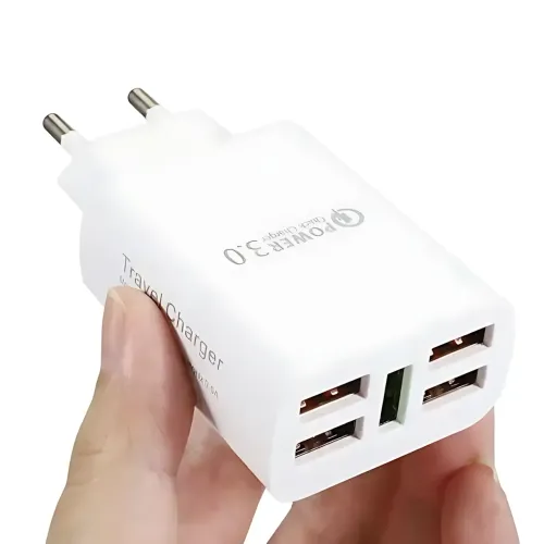 Зарядний пристрій Travel Charger 27-52, 220 В 3,5 А QC3.0 USBx5 — 5 портів, Quick Charge 3.0, 100-240V, білий - фото 5