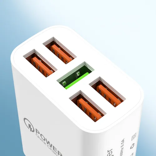 Зарядний пристрій Travel Charger 27-52, 220 В 3,5 А QC3.0 USBx5 — 5 портів, Quick Charge 3.0, 100-240V, білий - фото 8
