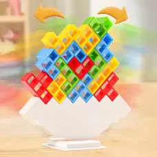 Настольная игра Tetris Tower ART-0491 – балансирующая башня, 16 блоков, пластиковые тетрамино, семейная игра
