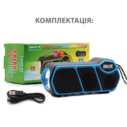 Портативная колонка с солнечной батареей и фонарем CCLAMP CL-823 – Bluetooth, USB, SD, FM, 5Вт, 1500 мАч Зеленый - фото 15