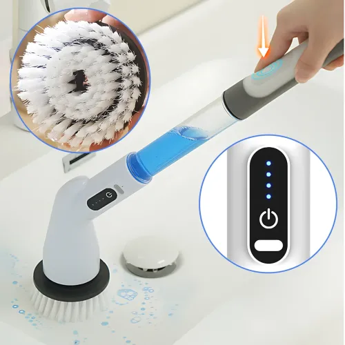 Электрическая беспроводная щетка-скруббер Cleaning brush AND1-33, 360° вращение, с насадками, Type-C, АКБ