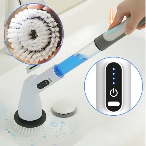 Электрическая беспроводная щетка-скруббер Cleaning brush AND1-33, 360° вращение, с насадками, Type-C, АКБ