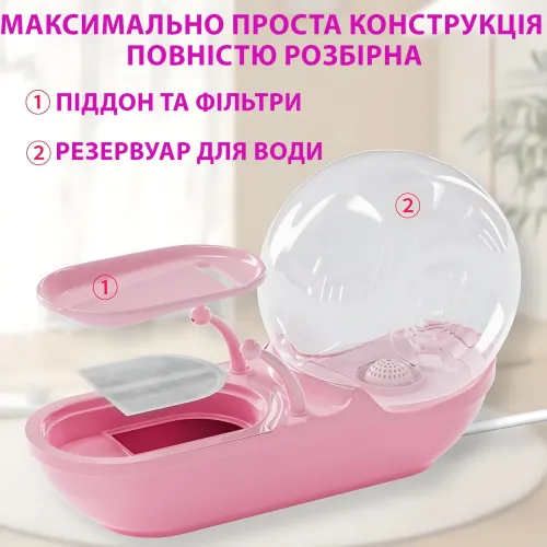 Автоматический фонтан-поилка для кошек и собак Улитка 521 – 4,5 л, USB, 2 струи, фильтрация, бесшумный насос - фото 3