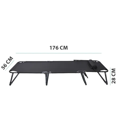Шезлонг садовый пляжный раскладной 56×176 см, стальной каркас, ткань Оксфорд, до 120 кг, складной, черный Серый - фото 6