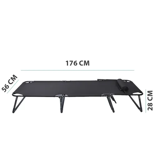 Шезлонг садовый пляжный раскладной 56×176 см, стальной каркас, ткань Оксфорд, до 120 кг, складной, черный Серый - фото 10