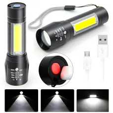 Ліхтар тактичний ручний акумуляторний BL-511, USB із 3 режимами світла та бічними діодами CJ