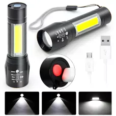 Ліхтар тактичний ручний акумуляторний BL-511, USB із 3 режимами світла та бічними діодами CJ