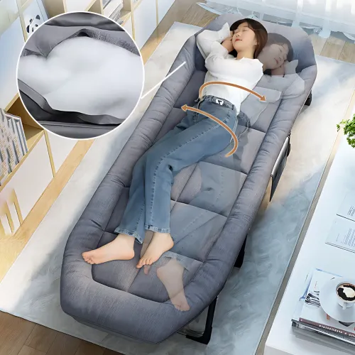 Раскладной туристический шезлонг 180×60×30 см – металлический каркас, до 120 кг, регулируемая спинка и ножки - фото 8