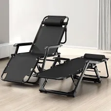 Складаний шезлонг-стілець 176×64×30 см з регульованою спинкою та підставкою для ніг