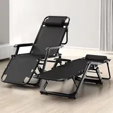Складаний шезлонг-стілець 176×64×30 см з регульованою спинкою та підставкою для ніг