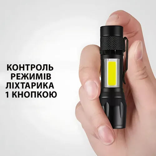 Ручной фонарик BL 513 USB с XPE + COB LED, 500 лм, зумом, встроенным аккумулятором, 3 режимами и влагозащитой - фото 5