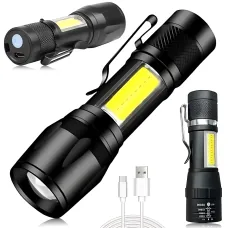 Ручний ліхтарик BL 513 USB з XPE + COB LED, 500 лм, зумом, вбудованим акумулятором, 3 режимами та вологозахистом
