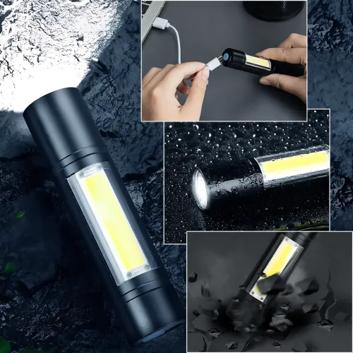 ​​​​​​​Тактический мини-фонарик Bailong BL-1501, аккумуляторный, 3 режима работы, зарядка USB, IP44 - фото 2
