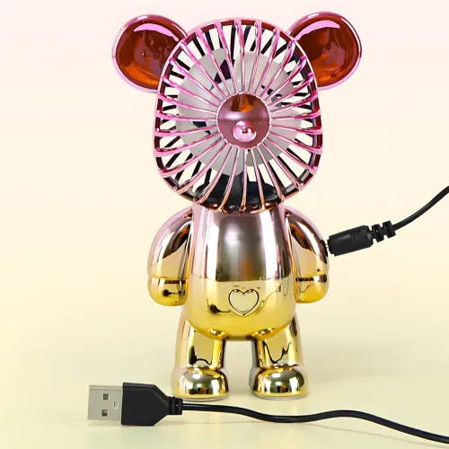 Мінівентилятор Ведмедик ручний, безшумний, USB + акумулятор, 3 швидкості, 140×93×63 мм, 200 г Сріблясто-фіолетовий - фото 6