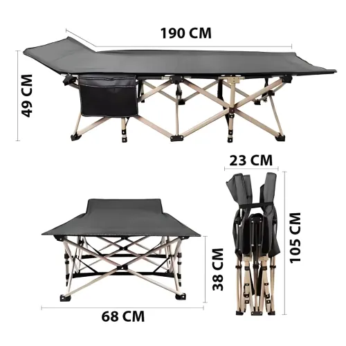 Складной садовый и пляжный шезлонг 190×68×35 см – стальная рама, полиэстер 600×300D, до 150 кг, с чехлом - фото 16