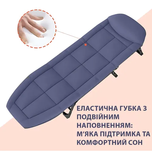 Раскладной туристический шезлонг 200×66×30 см – металлический каркас, до 120 кг, регулируемая спинка и ножки - фото 4