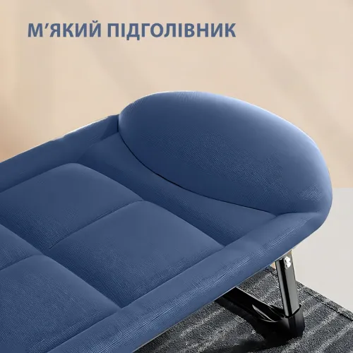 Раскладной туристический шезлонг 200×66×30 см – металлический каркас, до 120 кг, регулируемая спинка и ножки - фото 5